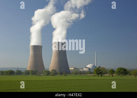 Germania, Bassa Sassonia, la centrale nucleare di Grohnde sul Weser, Foto Stock