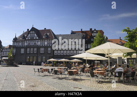 Goslar, marketplace, storica Città Vecchia, estate, Bassa Sassonia, Germania, Foto Stock