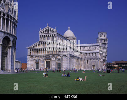 L'Italia, Toscana, provincia Pisa - Pisa - Piazza dei Miracoli, il battistero, la cattedrale e il Campanile, Foto Stock