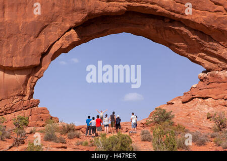 Stati Uniti d'America, Utah, archi parco nazionale, finestra del Nord, turistico, Foto Stock