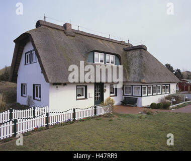 Germania, Bassa Sassonia, isola, Langeoog, il frisone's house, Germania del Nord, isola del Mare del Nord, Est Friesland, house, casa residenziale, tetto di paglia, reetgedeckt, tipicamente per paese, architettura, living, real estate, destinazione, turismo, Foto Stock