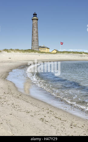 Danimarca, nello Jutland, Skagen, spiaggia, faro, sul mare Foto Stock