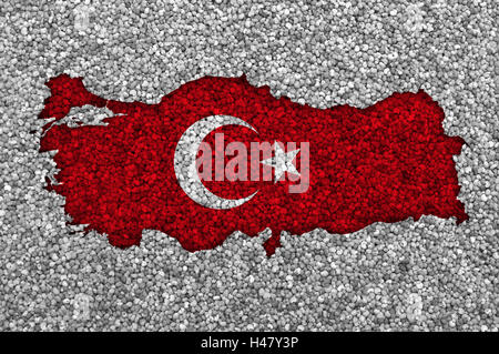 Mappa e Bandiera della Turchia sui semi di papavero Foto Stock