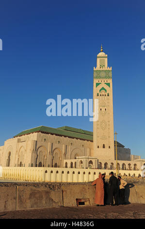 Vista la grande moschea di Hassan II, Casablanca più impressionante vista al tramonto Foto Stock