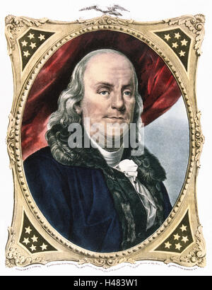 Benjamin Franklin (1706-90) statista americano, stampante e scienziato. Foto Stock