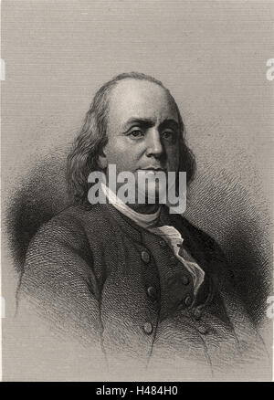 Benjamin Franklin (1706-1790), statista americano, stampante e lo scienziato Foto Stock