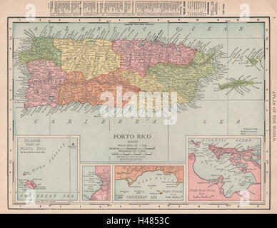 PUERTO RICO. Inset Porto San Juan. RAND MCNALLY 1912 antica mappa grafico del piano Foto Stock