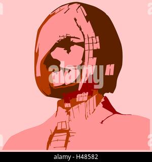 Zombie donna di affari. Illustrazione Vettoriale in pop art style. Illustrazione Vettoriale