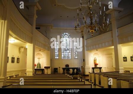 Gli Stati Uniti, New York City, Manhattan, James Watson House, chiesa, interior shot, Nord America, città e luogo di interesse, destinazione, turismo, edilizia, architettura, vecchio, deserte, chiesa, costruzione sacra, la fede, la religione, il cristianesimo, Foto Stock