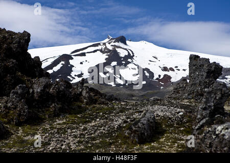 L'Islanda, la regione di Vesturland, penisola Snaefellsnes, vulcano Snaefellsjökull, ghiacciaio, Foto Stock