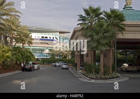 VAE, Dubai palm island 'Palm Jumeirah', l'hotel 'ATLANTIS', Monorail, stazione ferroviaria, Foto Stock