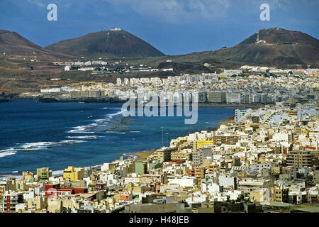 Spagna, grana Canaria, lettura Palma de grano Canaria, la baia di Santa Catalina, Foto Stock