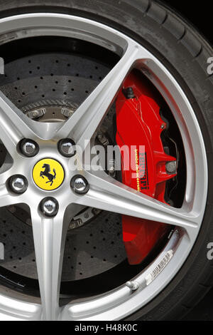 Auto, Ferrari 458 Italia, dettaglio, cerchione, freno, Foto Stock