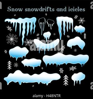 Impostare Snow cumuli di neve e ghiaccioli Illustrazione Vettoriale