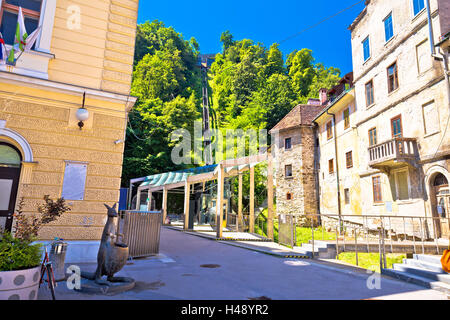 Di architettura di Lubiana e funicolare vista, capitale della Slovenia Foto Stock