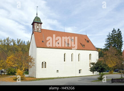 Germania, Baden-Württemberg, incubo sveva, Brook Mar, Minster, esterno, loud valley,, chiesa, fede, religione, Gestütsmuseum, museo, alberi, stagione autunno, colorazione autunnale, architettura gotica, nessuno, Foto Stock