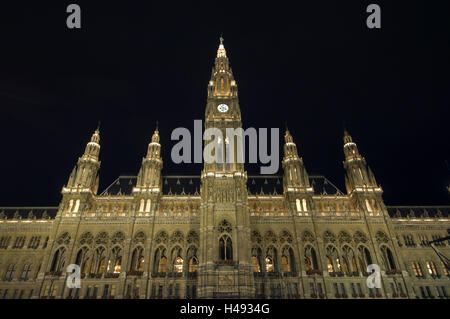 Austria, Vienna, il neo-gotico del municipio, nel 1872-1883 secondo i progetti dell'architetto Friedrich von Schmidt stabilito, Foto Stock