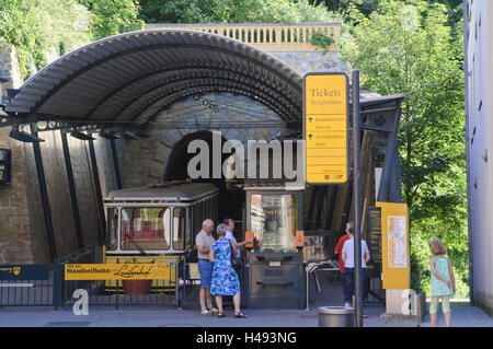 La funicolare, stazione a valle, Loschwitz, Dresda, Sassonia, Germania, Foto Stock