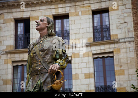 Francia Aquitania, departement Dordogne, Bergerac, statua di "Cyrano de Bergerac, Foto Stock