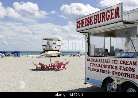 Spiaggia di culto booth, fast food, spiaggia paragrafo '18 PEZZO', Miami Beach, Florida, STATI UNITI D'AMERICA, Foto Stock