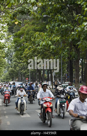 Il Vietnam, Ho Chi Minh City, traffico, scooter, Foto Stock