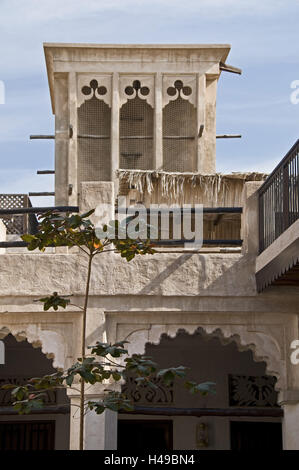 VAE, Dubai, Bastakiya, Heritage Village, torre eolica, Foto Stock