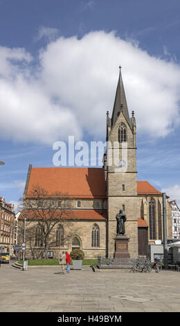 In Germania, in Turingia, Erfurt, la chiesa, il monumento di Lutero, sky, Foto Stock