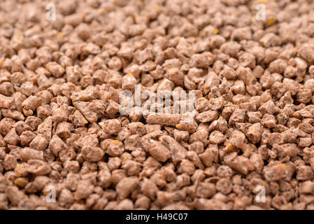 Sfondo di animali Mangime composto agglomerati in forma di pellets Foto Stock