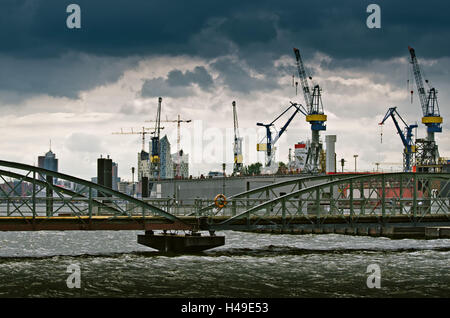 Germania, Amburgo, il porto, il mercato del pesce, cantieri navali, Blohm und Voss, Foto Stock