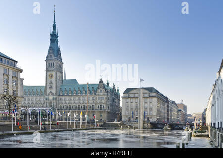 Germania, Hamburg city centre, interno Alster, City Hall, City Hall, mercato Foto Stock