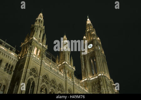 Austria, Vienna, il neo-gotico del municipio, nel 1872-1883 secondo i progetti dell'architetto Friedrich von Schmidt stabilito, Foto Stock