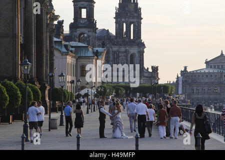 Terrazza Brühlsche, persona, Dresda, Sassonia, Germania, Foto Stock