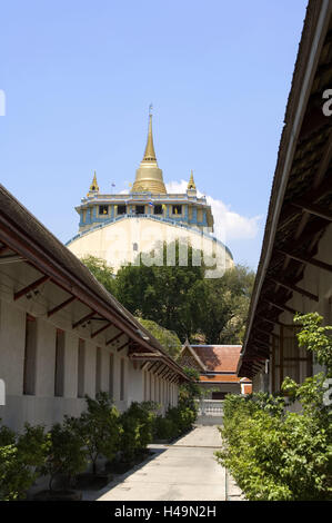 Thailandia, Bangkok, Wat Saket, Golden Mount, Tempio di piante, Asia del sud-est asiatico, città capitale, destinazione, luogo di interesse, edilizia, architettura, la struttura, la fede, la religione, il Buddismo, tempio, Foto Stock
