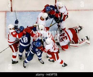 Tampa, Florida, Stati Uniti d'America. Xiii oct, 2016. DIRK SHADD | Orari.Tampa Bay Lightning e ali rosse di Detroit giocatori groviglio con ogni altro durante il secondo periodo Giovedi, Ottobre 13, 2016 a Tampa. © Dirk Shadd/Tampa Bay volte/ZUMA filo/Alamy Live News Foto Stock