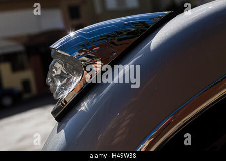 Traslucido testa indiano monogramma sul parafango anteriore di una motocicletta indiano Foto Stock