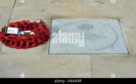 Manchester REGNO UNITO 14 ottobre 2016 il Duca e la Duchessa di Cambridge ha svelato presso il cenotafio il Victoria Cross Commemorative Pietre per pavimentazione di sei destinatari da Manchester.Private Albert Hill entrato a far parte del Royal Welsh Fusilers nel 1914. Credito: Giovanni friggitrice/Alamy Live News Foto Stock