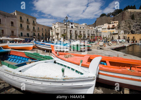 L'Italia, sicilia, Lipari, porto, stivali, Foto Stock