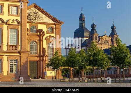 In Germania, il Reno, Baden-Württemberg, Mannheim, centro città, castello barocco, gesuita cattolico della chiesa di Mannheim, Foto Stock