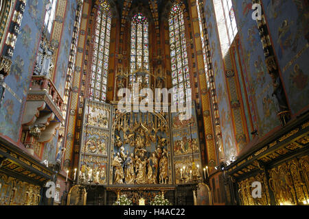 La Polonia, Galizia, Cracovia, Marien la chiesa gotica, vista interna, Foto Stock