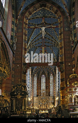 La Polonia, Galizia, Cracovia, Marien la chiesa gotica, vista interna, Foto Stock