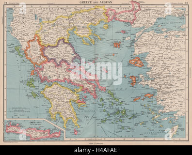 La Grecia e il Mar Egeo. Creta Cicladi Sporadi Dodecanneso &c. Bartolomeo 1944 mappa Foto Stock