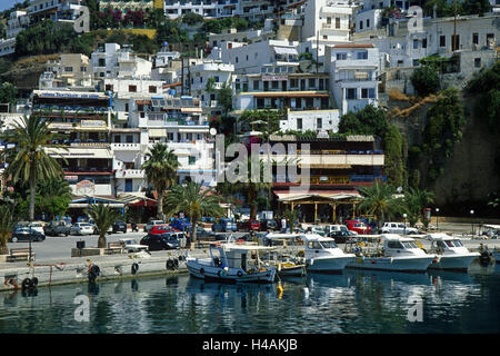 La Grecia, Creta Agia Galini, stivali, porto, case, Foto Stock