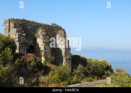 La Turchia, provincia di Antalya, Gazipasa, Antiochia ad Cragum, muratura di fronte al castello di montagna, Foto Stock