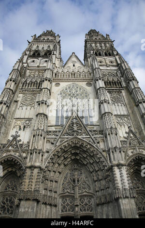 Francia, Francia centrale Indre-et-Loire, Tours, cattedrale, vista dall'esterno, Foto Stock