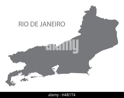 Rio de Janeiro in Brasile mappa in grigio. Illustrazione Vettoriale