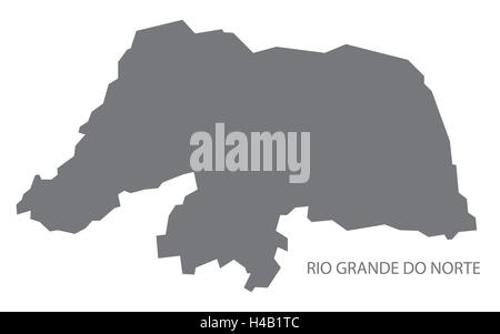 Rio Grande do Norte Brasile mappa in grigio. Illustrazione Vettoriale