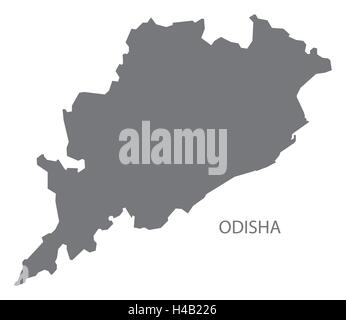 Odisha india mappa dei grigi illustrazione Illustrazione Vettoriale