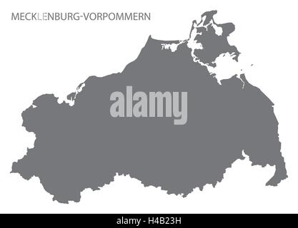 Meclenburgo-pomerania Germania Mappa grigio Illustrazione Vettoriale