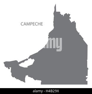 Campeche Messico Mappa grigio Illustrazione Vettoriale