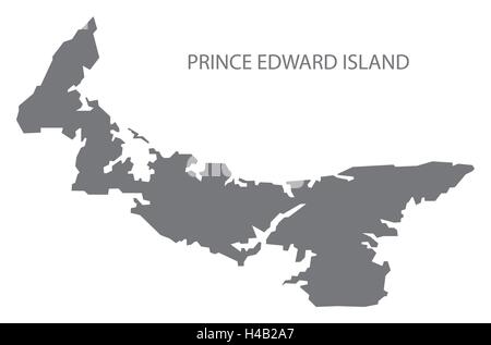 Prince Edward Island Canada mappa in grigio Illustrazione Vettoriale